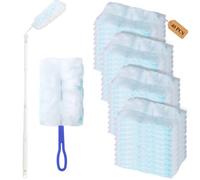 AIVORO 40 Pièces Plumeau Poussiere avec 2 Poignées Télescopiques, Long Chiffon de Nettoyage Extensible, Vadrouille de Recharge pour la Poussière, la Saleté