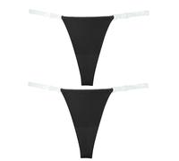 Aivtalk Culottes G String pour Femmes Sexy Transparentes Slips Réglables Invisibles Sans Couture Sous-vêtements Bas Taille 2 Pièces, Noir , S