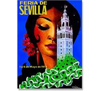 AIVYNA Feria De Sevilla Affiches Vintage Illustration Toile tableau Murale Art Peinture Abstraite Feria De Sevilla Impressions Pour La Decoration IntéRieure Tableaux Sans Cadre 30×40cm
