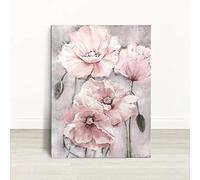 AIVYNA Fleur Toile tableau Peinture Rose Gris Floral Affiches Murale Art Tableaux Pour Nordique Ferme Salle De Bains Salon Decoration à La Maison Sans Cadre 40×50cm