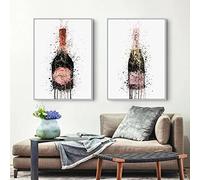 AIVYNA Toile tableau Murale Art Style Nordique Champagne Graffiti Art Toile tableau Peinture Champagne Affiches Murale Tableaux Salon Decoration à La Maison Sans Cadre