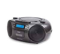 Aiwa BBTC-550BK Radio Cassette Portable avec CD, Bluetooth et USB, enregistreur de Cassettes, Noir