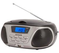 Aiwa BBTU-300TN Lecteur CD Portable, Radio CD (Radio FM, Technologie Hyperbass, entrée Audio, Bluetooth, USB, Couleur : Titane