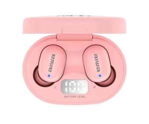 Aiwa EBTW-150 Écouteurs Bluetooth 5.0 True Wireless Rose avec Étui de Charge et Contrôle Tactile