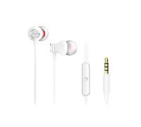 Aiwa ESTM-50WT : Casque intra-auriculaire blanc, télécommande et microphone