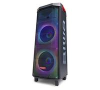 Aiwa KBTUS-710 : système audio TWS avec 900 W de puissance et éclairage frontal RVB complet (Bluetooth, haut-parleurs 10 pouces avec technologie Hyperbass, USB, micro SD, microphones inclus). Couleur