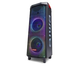 Aiwa KBTUS-710 : système audio TWS avec 900 W de puissance et éclairage frontal RVB complet (Bluetooth, haut-parleurs 10 pouces avec technologie Hyperbass, USB, micro SD, microphones inclus). Couleur