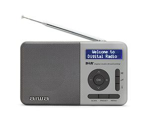 Aiwa RD-40DAB/SL : Radio Portable numérique Rechargeable (Dab/Dab+/FM,Haut-Parleur intégré, 100 présélections, Affichage Dot Matrix, Prise Casque, Double Alarme, Batterie Rechargeable). Couleur :