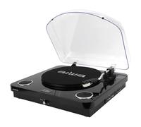 AIWA - Tourne-Disque LPS-25BK | 3 Vitesses 33/45/78 Tours; Bluetooth 5.4; Haut-parleurs intégrés 2×5W; USB/Audio RCA; Radio FM, Couleur Noir