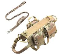AIWAI Harnais Tactique pour Chien avec Pochettes, Harnais pour Chiens de Grande et Moyenne Taille, Harnais Militaire Anti-Traction réglable avec poignée pour la Marche, la randonnée, Le Dressage