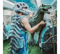 Aiwdeyi Halloween Costumes,Realistic Dinosaur Skeleton Costume Set,Halloween Outfits,Dinosaur Skull Headpiece And Spine Costume For Adult Cosplay，Realistic Skeleton Outfit with Skull 75/115cm
