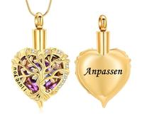 AIWENXI Arbre de Vie Bijoux pour Cendres Amour Un Souvenir Colliers Forme de Cœur Acier - I Love You