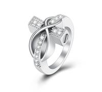 AIWENXI Bague urne en forme de croix pour cendres - Bijoux de crémation infini en acier inoxydable et cristal - Bijoux commémoratifs pour homme et femme - Cadeau de crémation, Cristal