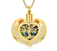 AIWENXI Bijou de crémation arbre de vie - Collier urne funéraire pour cendres - Forme de cœur - Urne commémorative - Acier inoxydable - Pendentif crémation, 22 centimeters, Acier inoxydable