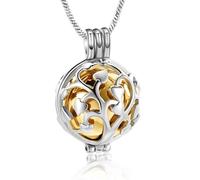 AIWENXI Bijou de crémation en forme de boule en forme de cœur pour cendres arbre de vie colliers pour hommes et femmes en acier inoxydable crémation urne funéraire cendres pendentif souvenir bijoux,