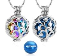 AIWENXI Bijou de crémation en forme de boule en forme de cœur pour cendres arbre de vie colliers pour hommes et femmes en acier inoxydable crémation urne funéraire cendres pendentif souvenir bijoux,