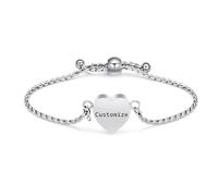 AIWENXI Bijou de crémation en forme de cœur Bracelets urne pour cendres Bracelet réglable commémoratif pour femmes Acier inoxydable cendres Bracelets Souvenirs Bijoux, 1.57, No Gemstone