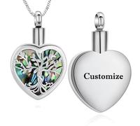 AIWENXI Bijou de crémation en forme de cœur pour cendres, arbre de vie, abalone urne collier pour un souvenir bien-aimé Pendentif cendres en acier inoxydable Colliers souvenirs pour animaux de