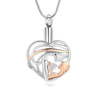 AIWENXI Bijou de crémation en forme de cœur pour cendres de bébé dans maman bras urne colliers pour cendres pour hommes femmes urne commémoratif souvenir cendres humaines support pendentif médaillon
