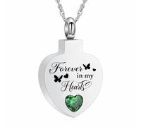 AIWENXI Bijou de crémation en forme de cœur pour cendres pour bien-aimé - Pierre de naissance - Collier urne pour homme et femme - En acier inoxydable - Pendentif souvenir - Cadeau, Acier inoxydable