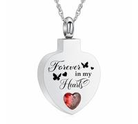 AIWENXI Bijou de crémation en forme de cœur pour cendres pour bien-aimé - Pierre de naissance - Collier urne pour homme et femme - En acier inoxydable - Pendentif souvenir - Cadeau, Acier inoxydable
