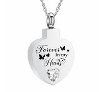 AIWENXI Bijou de crémation en forme de cœur pour cendres pour bien-aimé - Pierre de naissance - Collier urne pour homme et femme - En acier inoxydable - Pendentif souvenir - Cadeau, Acier inoxydable