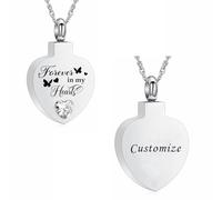AIWENXI Bijou de crémation en forme de cœur pour cendres pour bien-aimé - Pierre de naissance - Collier urne pour homme et femme - En acier inoxydable - Pendentif souvenir - Cadeau, Acier inoxydable
