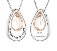 AIWENXI Bijou de crémation goutte d'eau Colliers urne pour femme Mini croix Mémorial Cendres Pendentif en acier inoxydable Colliers souvenirs Bijoux, Acier inoxydable