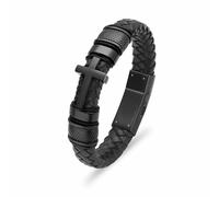 AIWENXI Bracelet de crémation en forme de croix - Bracelet en cuir - Pour cendres - En acier inoxydable - Souvenir pour animaux de compagnie - Bijou pour homme et femme, 1.57, Acier inoxydable, No