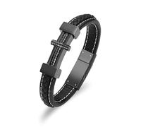 AIWENXI Bracelets de crémation croisée pour cendres en cuir PU bracelets urne pour hommes en acier inoxydable Mémorial Animal de compagnie Crémation cendres Bracelet Souvenirs Cadeaux, 1.57, No