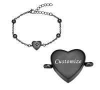 AIWENXI Bracelets urne de chien pour cendres, cœur, crémation, bijoux en acier inoxydable, mémorial, crémation, bracelet souvenir, bracelet réglable pour hommes et femmes, 1.57, No Gemstone