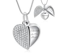 AIWENXI Collier urne en forme de cœur pour cendres Mini cœur Monument Crémation Bijoux Cristal Acier Inoxydable Cendre Pendentif Souvenir pour Hommes Femmes, Acier inoxydable