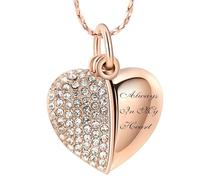 AIWENXI Collier urne en forme de cœur pour cendres Mini cœur Monument Crémation Bijoux Cristal Acier Inoxydable Cendre Pendentif Souvenir pour Hommes Femmes, Acier inoxydable