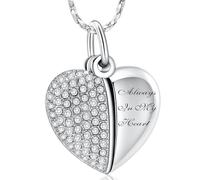 AIWENXI Collier urne en forme de cœur pour cendres Mini cœur Monument Crémation Bijoux Cristal Acier Inoxydable Cendre Pendentif Souvenir pour Hommes Femmes, Acier inoxydable