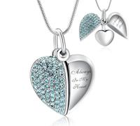 AIWENXI Collier urne en forme de cœur pour cendres Mini cœur Monument Crémation Bijoux Cristal Acier Inoxydable Cendre Pendentif Souvenir pour Hommes Femmes, Acier inoxydable