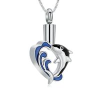 AIWENXI Collier urne funéraire en forme de requin - En acier inoxydable - Pendentif pour cendres - Pour hommes et femmes, Acier inoxydable