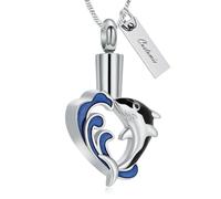 AIWENXI Collier urne funéraire en forme de requin - En acier inoxydable - Pendentif pour cendres - Pour hommes et femmes, Acier inoxydable