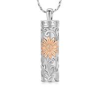 AIWENXI Collier urne funéraire tournesol pour cendres, urne commémorative, bijou cylindrique, barre en acier inoxydable pour homme/animal de compagnie, souvenir pour les amateurs de cendres pour