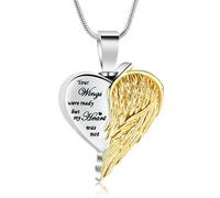 AIWENXI Colliers cœur cendres pour hommes femmes ailes d'ange urne souvenir bijou crémation pendentif cendres bijoux en acier inoxydable souvenirs cadeaux médaillon bijoux, 50 cm, Acier inoxydable