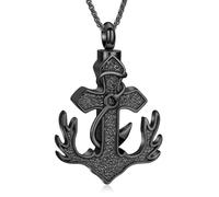 AIWENXI Colliers urne en forme de croix pour cendres - Ancre - Bijou en acier inoxydable - Style celtique - Pendentif souvenir pour hommes et femmes, Acier inoxydable