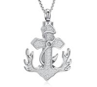 AIWENXI Colliers urne en forme de croix pour cendres - Ancre - Bijou en acier inoxydable - Style celtique - Pendentif souvenir pour hommes et femmes, Acier inoxydable