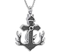 AIWENXI Colliers urne en forme de croix pour cendres - Ancre - Bijou en acier inoxydable - Style celtique - Pendentif souvenir pour hommes et femmes, Acier inoxydable