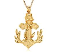 AIWENXI Colliers urne en forme de croix pour cendres - Ancre - Bijou en acier inoxydable - Style celtique - Pendentif souvenir pour hommes et femmes, Acier inoxydable