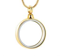 AIWENXI Colliers urne en verre pour cendres en verre crémation circulaire commémoratif colliers pour hommes en acier inoxydable pour animaux de compagnie cendres souvenirs bijoux pendentif, Acier