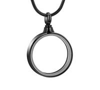 AIWENXI Colliers urne en verre pour cendres en verre crémation circulaire commémoratif colliers pour hommes en acier inoxydable pour animaux de compagnie cendres souvenirs bijoux pendentif, Acier