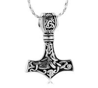 AIWENXI Marteau de Thor Crémation Bijoux Hommes Urne Collier Femmes Nœud Celtique Nordique Viking Commémoratif Homme/Animal de Commémoration des cendres Collier Château Souvenir Bijoux, Acier
