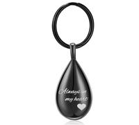 AIWENXI Porte-clés crémation pour cendres pour animaux de compagnie Toujours dans mon cœur Urne Médaillon Crémation Bijoux goutte de larme Pierre commémorative Porte-clés