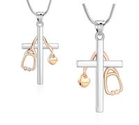 AIWENXI Stéthoscope croix incinération bijoux petit cœur urne colliers pour cendres pour femmes hommes acier inoxydable doré pendentif souvenir bijoux, Acier inoxydable