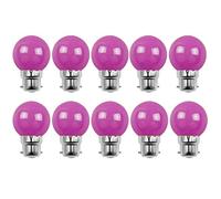Aiwerttes Lot de 10 ampoules à baïonnette B22 2 W G45 Mini Glof LED (équivalent 20 W) Violet clair 220 V Multicolore Efficacité énergétique pour décoration de fête, guirlandes, non dimmable