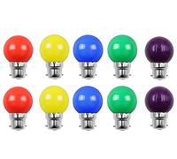 Aiwerttes Lot de 10 ampoules à baïonnette B22 2W G45 LED Golfball Rouge Jaune Bleu Vert Violetx Ampoule à économie d'énergie (équivalent 20W) BC Cap Petites ampoules pour décoration de guirlande